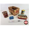 Image 1 : Vintage CIL Wooden Ammo Box : w/Collector Tins (4) (Box Measures : 8"H x 14" W x 8-1/2"D)