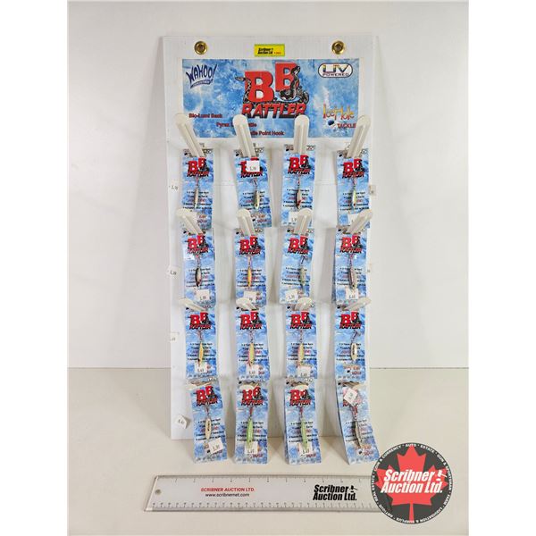 Store Display Rack w/Fishing Lures : BB Rattler (21) (New In Packages) (Rack Measures : 24"H x 12-1/