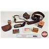 Image 1 : Sportsman Grouping : - Ruko Folding Knife - Lyman Handgun Ammo Checker - WW1-era Sam Browne Belt Set