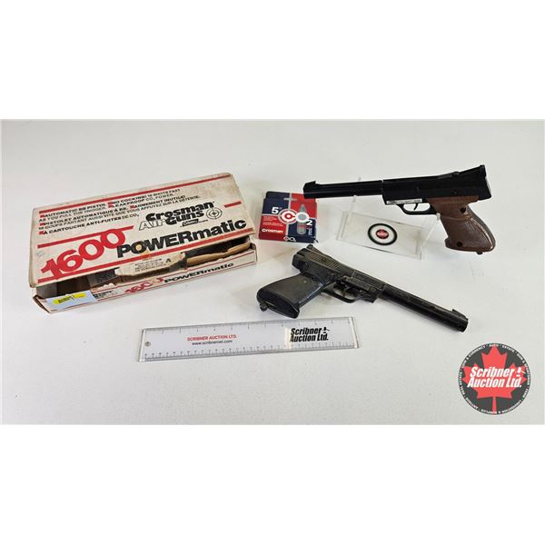 Crosman Model 1600 Powermaster Automatic CO2 B.B. Pistol (2) ( 177 cal) c/w CO2 Cartridges (5)