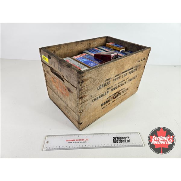 Vintage CIL Wooden Ammo Box w/Plastic Ammo Containers for 22 cal & 17 cal (67 Total Count)