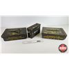 Image 1 : Military Metal Ammo Boxes (3) :  (Largest Measures : 4"H x 14-1/4"W x 9-1/2"D)