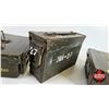 Image 4 : Military Metal Ammo Boxes (3) :  (Largest Measures : 4"H x 14-1/4"W x 9-1/2"D)
