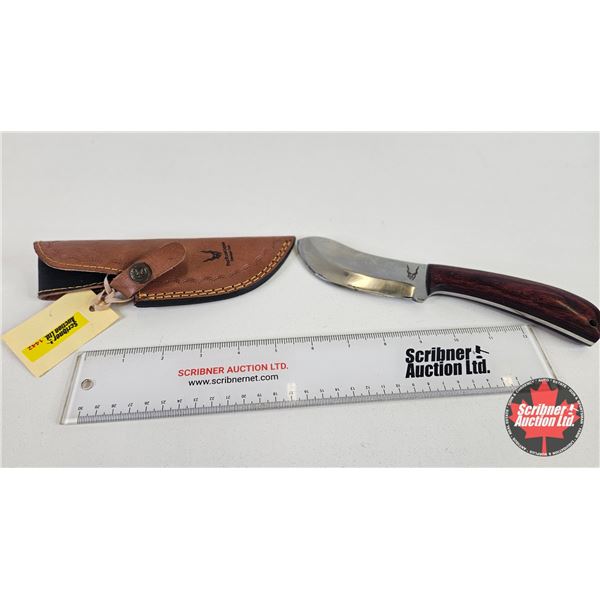 Knife w/Leather Sheath  (Consignor Tag : Stainless Skinner Laminate Wood : Leather Sheath) (Total Le