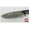 Image 2 : Knife w/Leather Sheath : (Consignor Tag - Damascus Hunting Knife Micarta Handle Leather Sheath) (Tot
