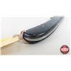 Image 4 : Knife w/Leather Sheath : (Consignor Tag - Damascus Hunting Knife Micarta Handle Leather Sheath) (Tot