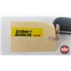 Image 9 : Knife w/Leather Sheath : (Consignor Tag - Damascus Hunting Knife Micarta Handle Leather Sheath) (Tot