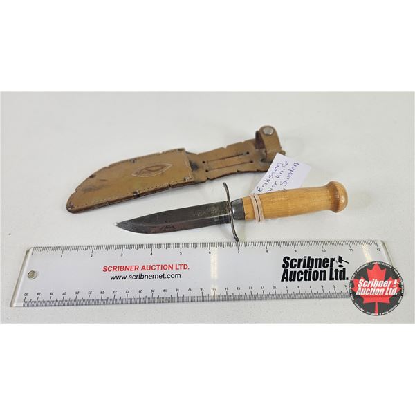 Knife w/Leather Sheath  (Consignor Tag : K.J. Erikson : Premier Knife : Mora, Sweden) (Total Length 