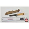 Image 1 : Knife w/Leather Sheath  (Consignor Tag : K.J. Erikson : Premier Knife : Mora, Sweden) (Total Length 