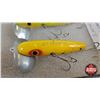 Image 2 : Vintage Fishing Lures (6) :  - Homer Le Blain Swim Wizz (3) - Large Jitterbugs (3)