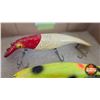 Image 7 : Vintage Fishing Lures (6) :  - Homer Le Blain Swim Wizz (3) - Large Jitterbugs (3)