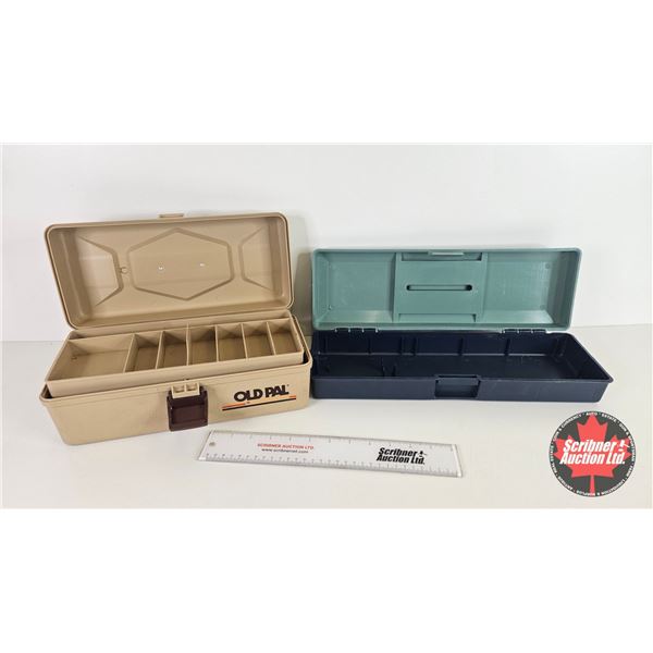 Combo (2): OLD PAL Custom 1035 Tackle Box & Shallow Plastic Storage Box (Old Pal Measures : 5"H x 13