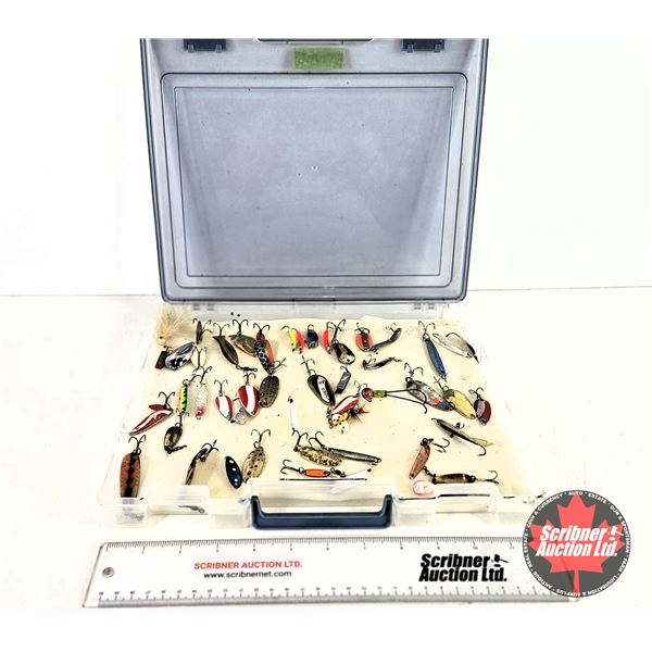 Fishing Lures (48) with Plastic Storage Case  (Case Measures: 1-1/2"H x 12-1/2"W x 11"D)