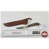 Image 1 : Knife w/Leather Sheath (Consignor Tag : Grohman Russell Boat Knife Pictou N.S.) (Total Length of Kni