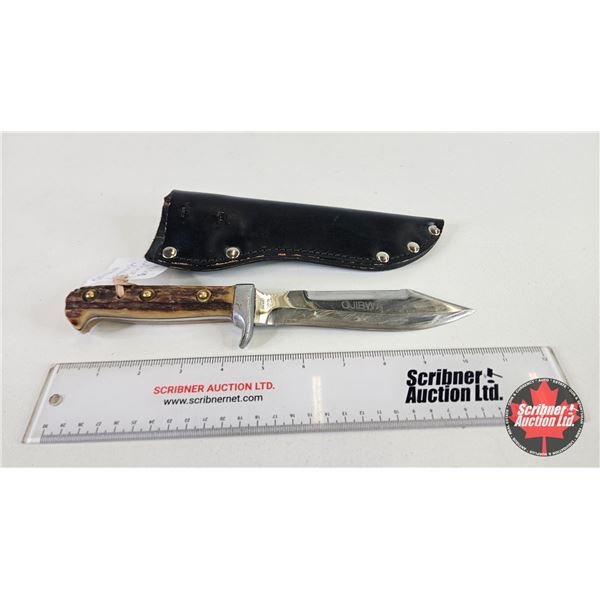 Knife w/Leather Sheath (Consignor Tag : Ojibwa Lamplough Solingen SO 5-1/2) (Total Length of Knife :