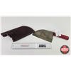Image 1 : Cleaver w/Leather Sheath (Consignor Tag : Damascus Cleaver Red Laminate handle) (Total Length of Cle