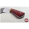 Image 4 : Cleaver w/Leather Sheath (Consignor Tag : Damascus Cleaver Red Laminate handle) (Total Length of Cle