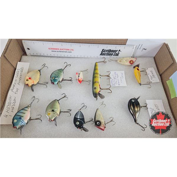 Vintage Fishing Lures : (11) - Heddon - Pfleuger - Brooks - Doll