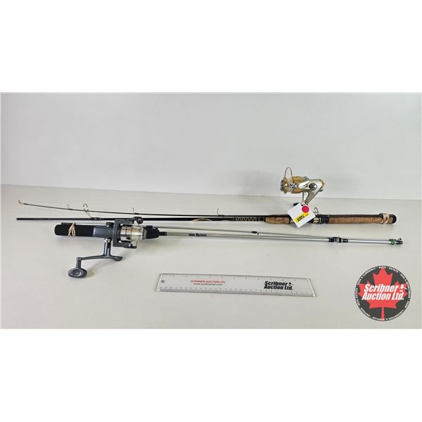 Pair of Fishing Rod & Reel Combos : - Pinnacle Tri-Power Reel w/Mitchell 6'6" Rod - South Bend Micro
