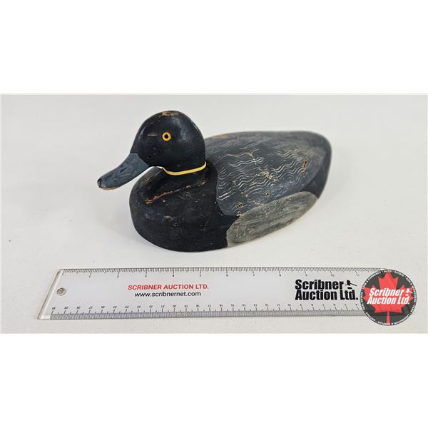 Wooden Duck Decoy (Consignor Tag : Working Blue Bill Drake from Lake St Peter : 1960) (Measures : 5-