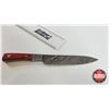 Image 4 : Knife w/Leather Sheath  (Consignor Tag : Damascus Knife Russet Laminate Handle Mosaic Pins Leather S