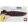 Image 5 : Knife w/Leather Sheath  (Consignor Tag : Damascus Knife Russet Laminate Handle Mosaic Pins Leather S