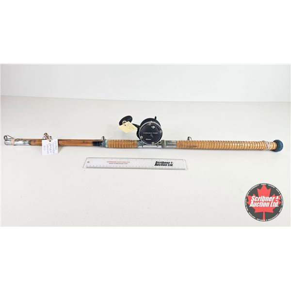 Vintage Rod & Reel : Columbia Bamboo Trolling Rod w/Okuma Convector CV30C Reel (Rod Length : 6')