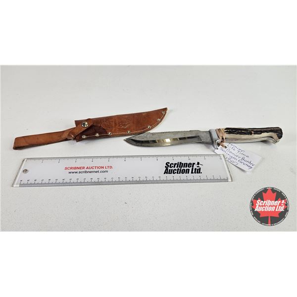 Knife w/Leather Sheath (Consignor Tag : Premier Life Time Premier Hunter : Solingen Germany : 1950's
