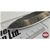 Image 2 : Knife w/Leather Sheath (Consignor Tag : Damascus Hunting Knife : Blue Laminate with Mosaic Pin : Lea