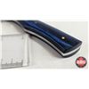 Image 3 : Knife w/Leather Sheath (Consignor Tag : Damascus Hunting Knife : Blue Laminate with Mosaic Pin : Lea