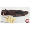 Image 5 : Knife w/Leather Sheath (Consignor Tag : Damascus Hunting Knife : Blue Laminate with Mosaic Pin : Lea