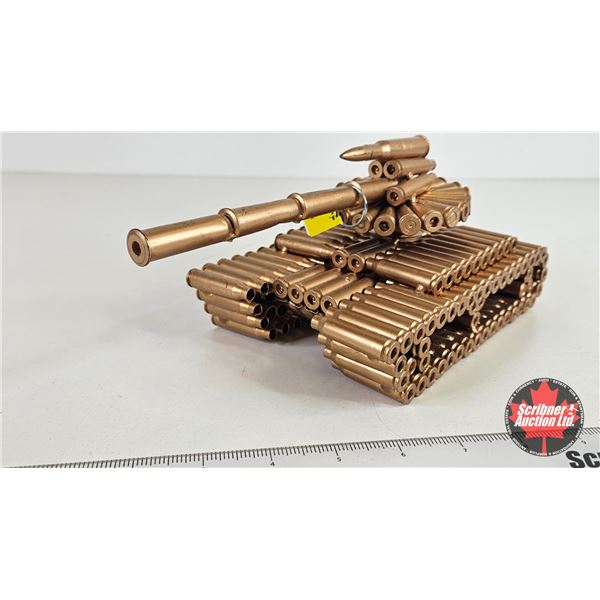 Bullet Shell Casing Metal Sculpture : Military Tank (Measures : 5"H x 5"W x 10"L)