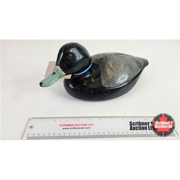 Wooden Duck Decoy : (Consignor Tag : Blue Bill Drake : 1950's : Attributed to Early Art Chilton Toro