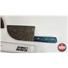 Image 4 : Cleaver w/Leather Sheath (Consignor Tag : Damascus Cleaver:  Blue Laminate : Leather Sheath) (Total 