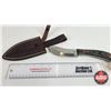 Image 1 : Knife w/Leather Sheath (Consignor Tag : Stainless Skinner : Laminate Camo : Leather Sheath) (Total L