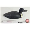 Image 3 : Wooden Duck Decoy  (Consignor Tag : Blue Bill Working Decoy : Tack Eyes : 1920's) (Measures : 6"H x 