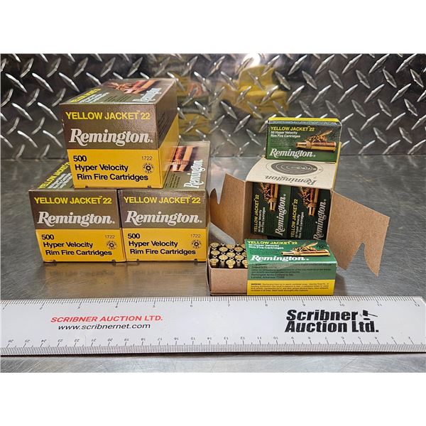 AMMO : Remington : Yellow Jacket Hyper Velocity : 22LR (33gr : HP)  (4 Bricks of 500 Rnds)  (2000 Rn