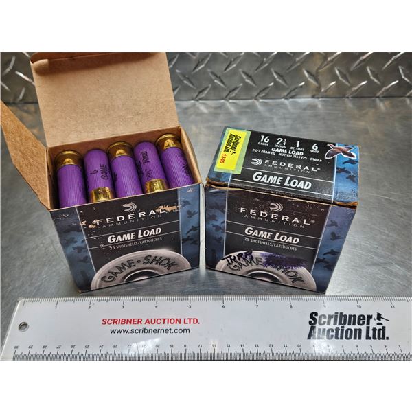 AMMO : Federal : Game Load : 16ga 2-3/4" (1oz : #6 Shot)  (2 Boxes of 25 Rnds) (50 Rnds TOTAL)