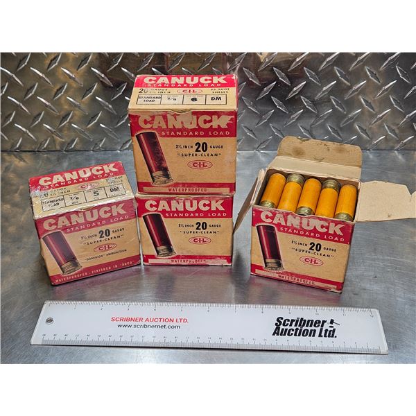AMMO : CIL Canuck : 20ga 2-1/2" (Rare) (7/8oz : #5 & #6 Shot) (Vintage)  (4 Boxes of 25 Rnds)  (100 
