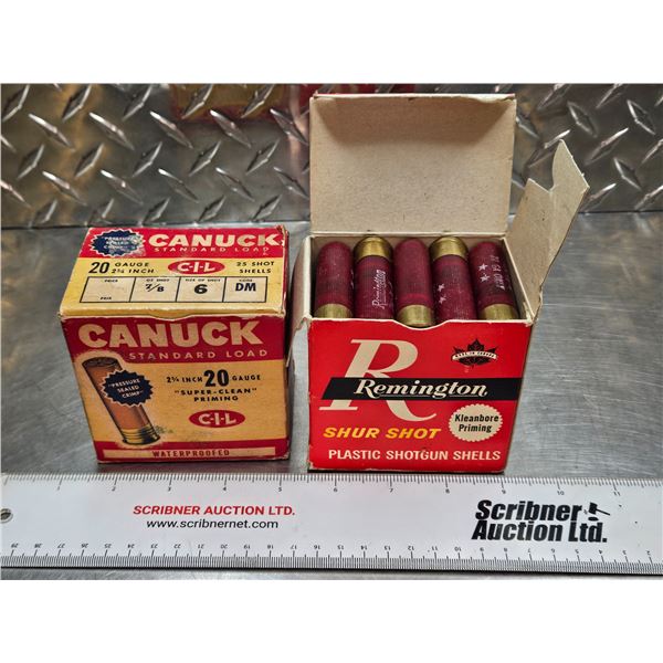 AMMO : 20ga 2-3/4" : Remington Sure Shot & CIL Canuck (Vintage) (2 Boxes of 25 Rnds) (50 Rnds TOTAL)