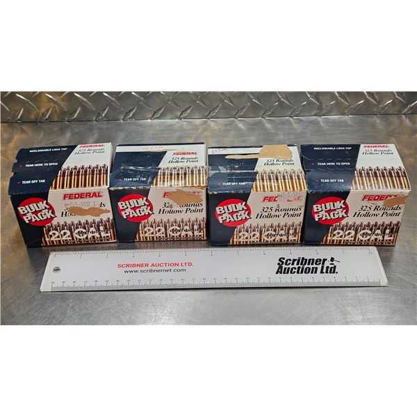 AMMO : Federal : Bulk Packs High Velocity : 22LR (36gr : Hollow Point)  (3 Boxes of 325 Rnds & 1 Box