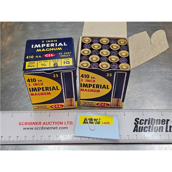 AMMO : CIL Imperial : 410ga 3" (11/16oz : #6 Shot) (Vintage)  (2 Boxes of 25 Rnds)  (50 Rnds TOTAL)