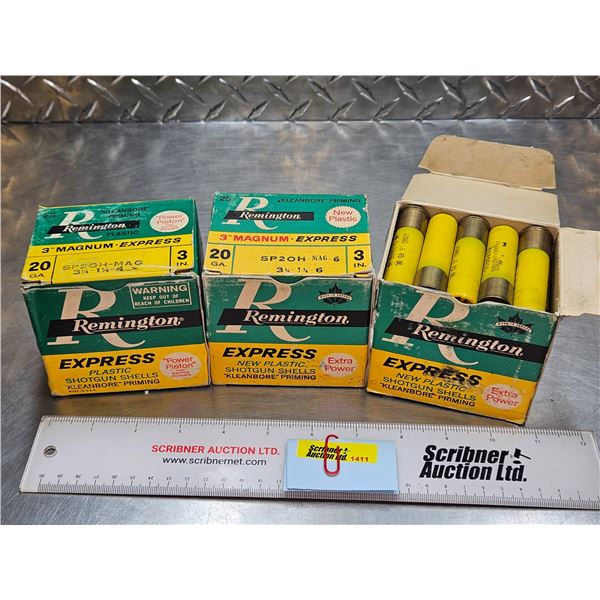 AMMO : Remington : Magnum Express : 20ga 3"  (3 Boxes of 25 Rnds)  (75 Rnds TOTAL)