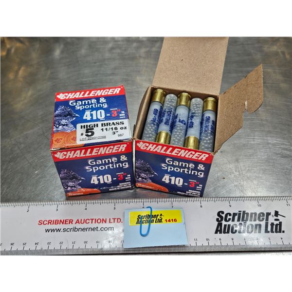 AMMO : Challenger : Game & Sporting : 410ga 3" (11/16oz : #5 Shot)  (2 Boxes of 25 Rds)  (50 Rnds TO