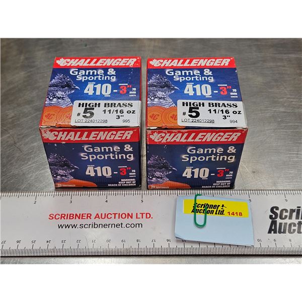 AMMO : Challenger : Game & Sporting : 410ga 3" (11/16oz : #5 Shot)  (2 Boxes of 25 Rds)  (50 Rnds TO