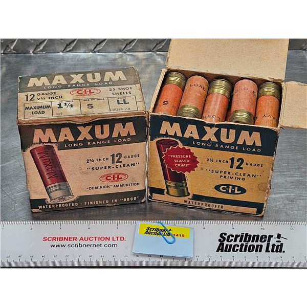 AMMO : CIL Maxum : 12ga 2-3/4" (1-1/4oz : #5 & #6 Shot) (Vintage)  (50 Rnds TOTAL)