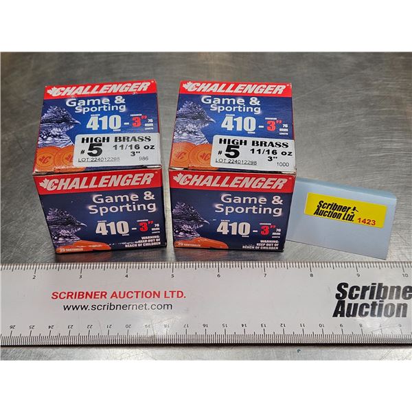 AMMO : Challenger : Game & Sporting : 410ga 3" (11/16oz : #5 Shot)  (2 Boxes of 25 Rds)  (50 Rnds TO