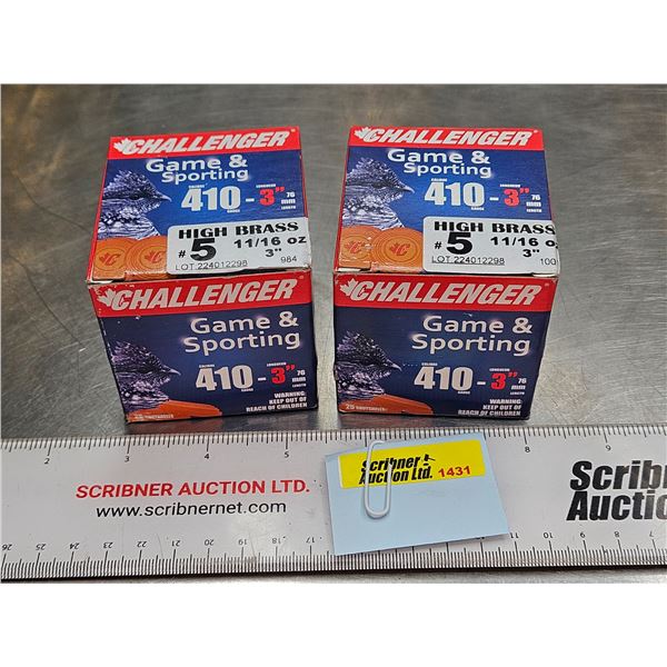 AMMO : Challenger : Game & Sporting : 410ga 3" (11/16oz : #5 Shot)  (2 Boxes of 25 Rds)  (50 Rnds TO