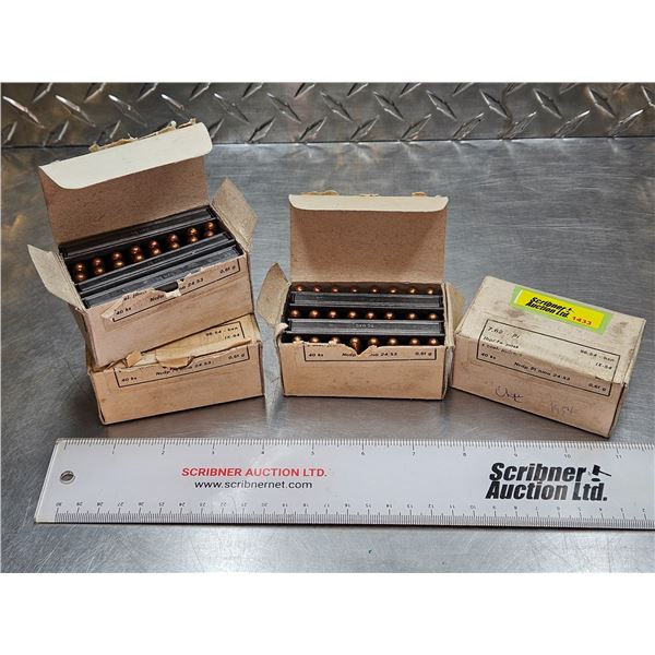 AMMO : Military : 7.62x25mm Tokarev (FMJ)  (3 Boxes of 40 Rnds & 1 Box of 39 Rnds)  (159 Rnds TOTAL)