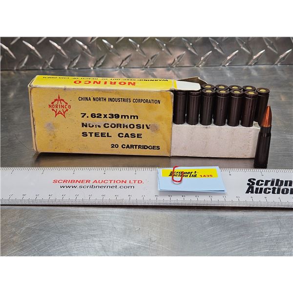 AMMO : Norinco : 7.62x39mm (FMJ)  (1 Box of 20 Rnds TOTAL)